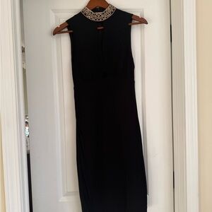 Nicole Miller Black Dress with Gold and Red Embroidery